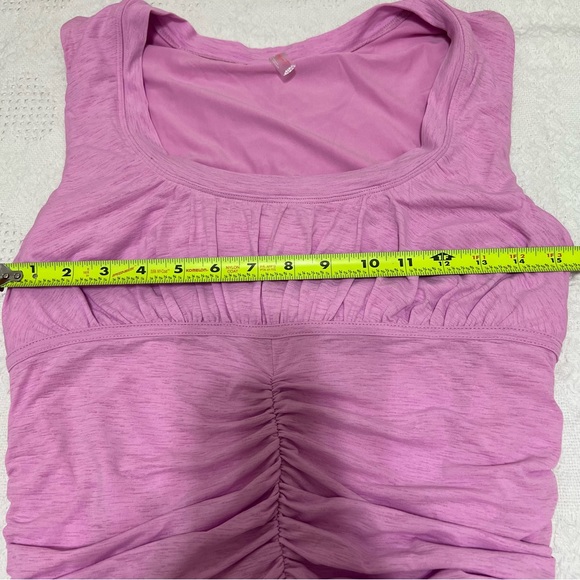 FP Movement Ruched Sleeveless Mini Dress Built-In Shorts Pink Size Large - Picture 12 of 13